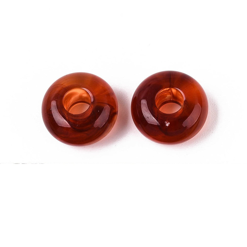 Acryl Kraal Edelsteen Look Groot Gat Rondel Transparant Roestbruin 14x7mm - per stuk-Kralen-Kraaltjes van Renate