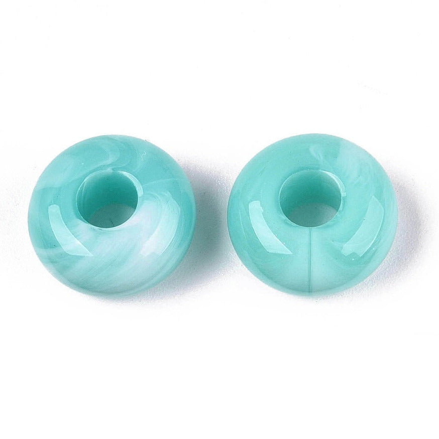 Acryl Kraal Edelsteen Look Groot Gat Rondel Turquoise 14x7mm - per stuk-Kralen-Kraaltjes van Renate