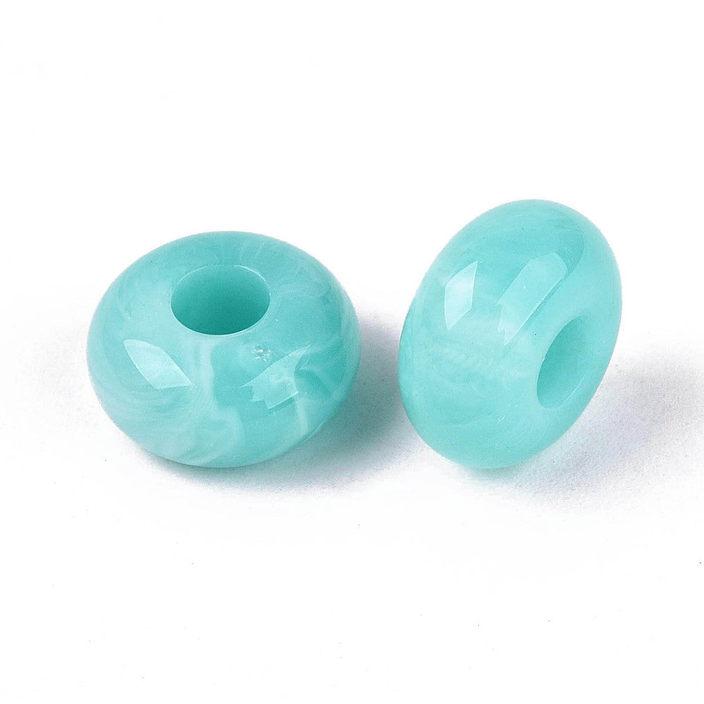 Acryl Kraal Edelsteen Look Groot Gat Rondel Turquoise 14x7mm - per stuk-Kralen-Kraaltjes van Renate