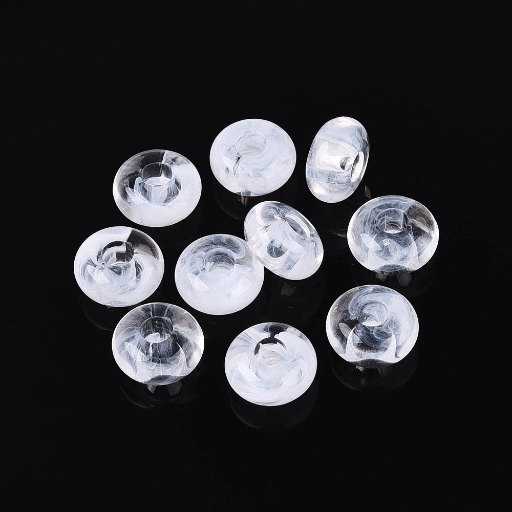 Acryl Kraal Edelsteen Look Groot Gat Rondel Wit 14x7mm - per stuk-Kralen-Kraaltjes van Renate