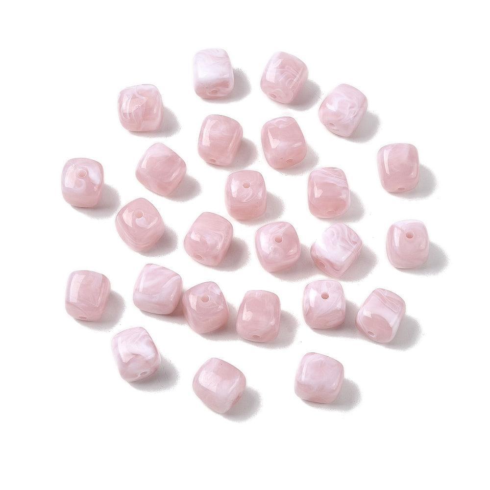 Acryl Kraal Imitatie Edelsteen Kubus Tweekleurig Roze 17mm - per stuk-Kralen-Kraaltjes van Renate