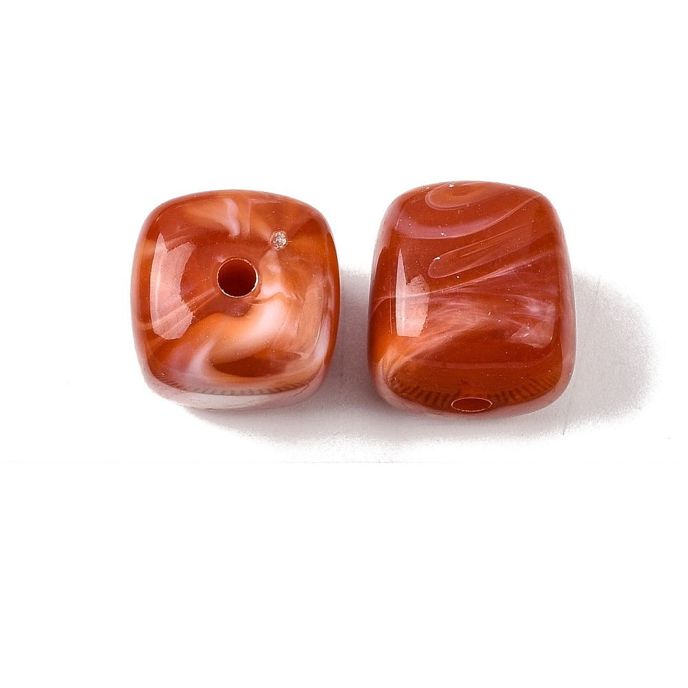 Acryl Kraal Edelsteen Look Kubus Terracotta 17mm - per stuk-Kralen-Kraaltjes van Renate