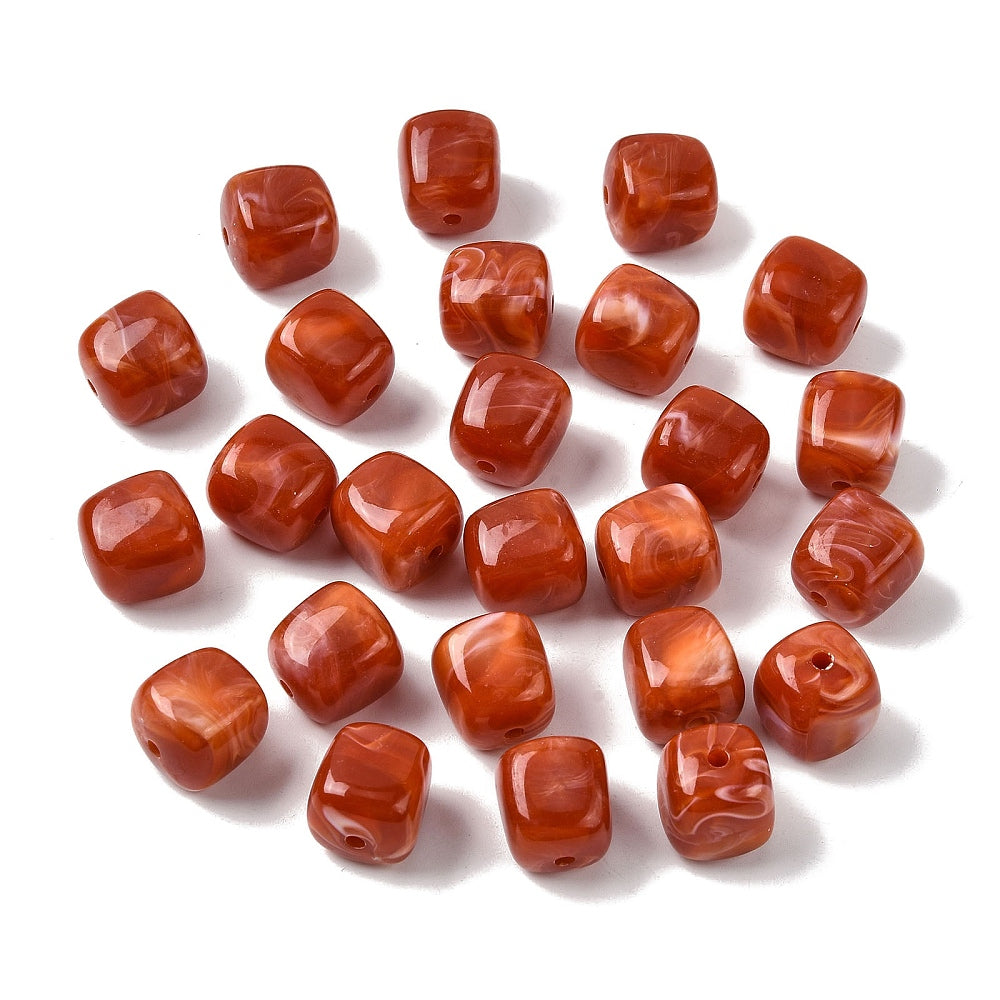 Acryl Kraal Edelsteen Look Kubus Terracotta 17mm - per stuk-Kralen-Kraaltjes van Renate