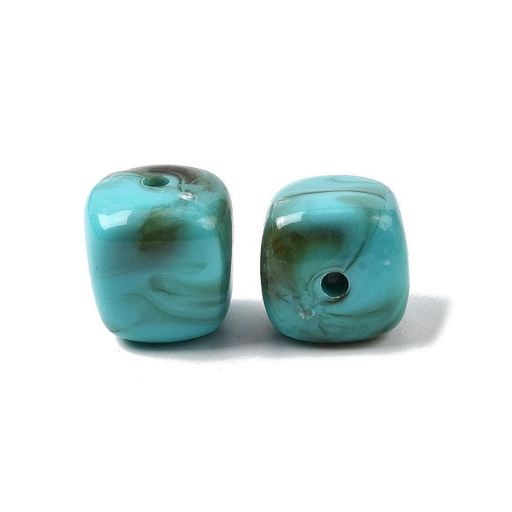 Acryl kraal vierkant marmer turquoise 17mm - per stuk-Kralen-Kraaltjes van Renate