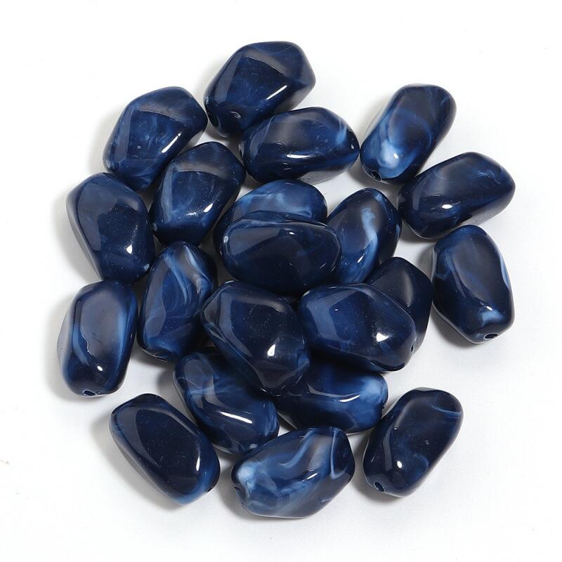 Acryl Kraal Edelsteen Look Nugget Donkerblauw 21mm - per stuk-Kralen-Kraaltjes van Renate