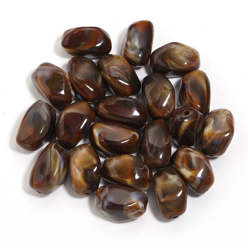 Acryl Kraal Edelsteen Look Nugget Donkerbruin 21mm - per stuk-Kralen-Kraaltjes van Renate