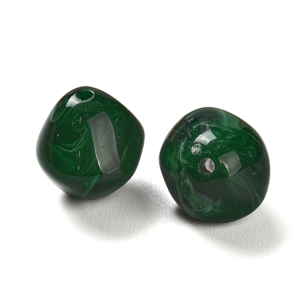 Acryl Kraal Edelsteen Look Nugget Donkergroen 19mm - per stuk-Kralen-Kraaltjes van Renate