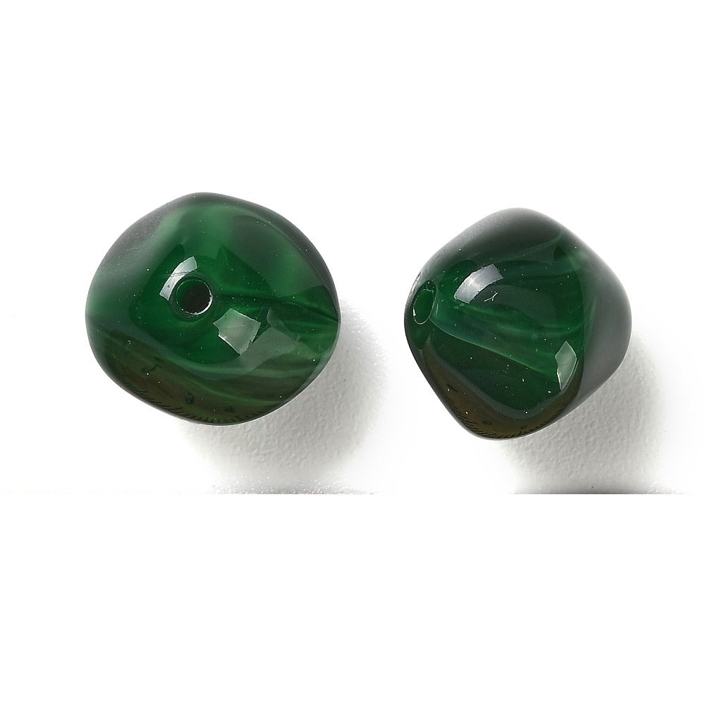 Acryl Kraal Edelsteen Look Nugget Donkergroen 19mm - per stuk-Kralen-Kraaltjes van Renate