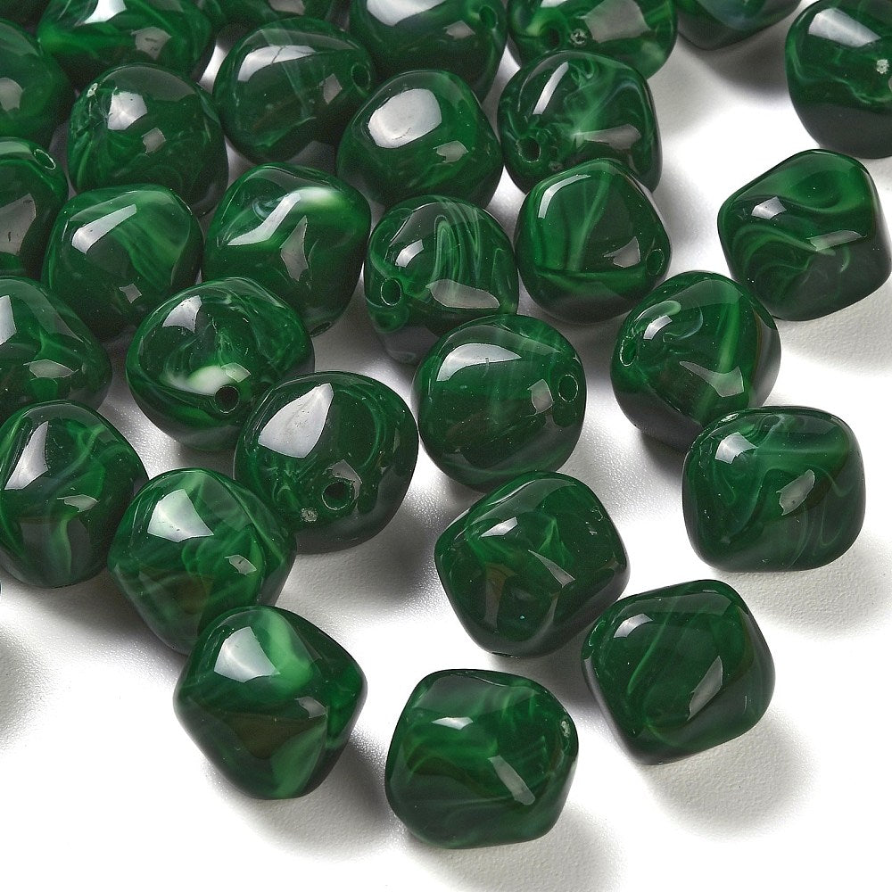 Acryl Kraal Edelsteen Look Nugget Donkergroen 19mm - per stuk-Kralen-Kraaltjes van Renate
