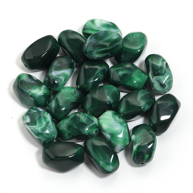 Acryl Kraal Edelsteen Look Nugget Donkergroen 21mm - per stuk-Kralen-Kraaltjes van Renate