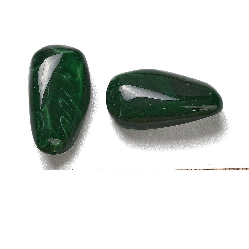 Acryl Kraal Edelsteen Look Nugget Donkergroen 28mm - per stuk-Kralen-Kraaltjes van Renate