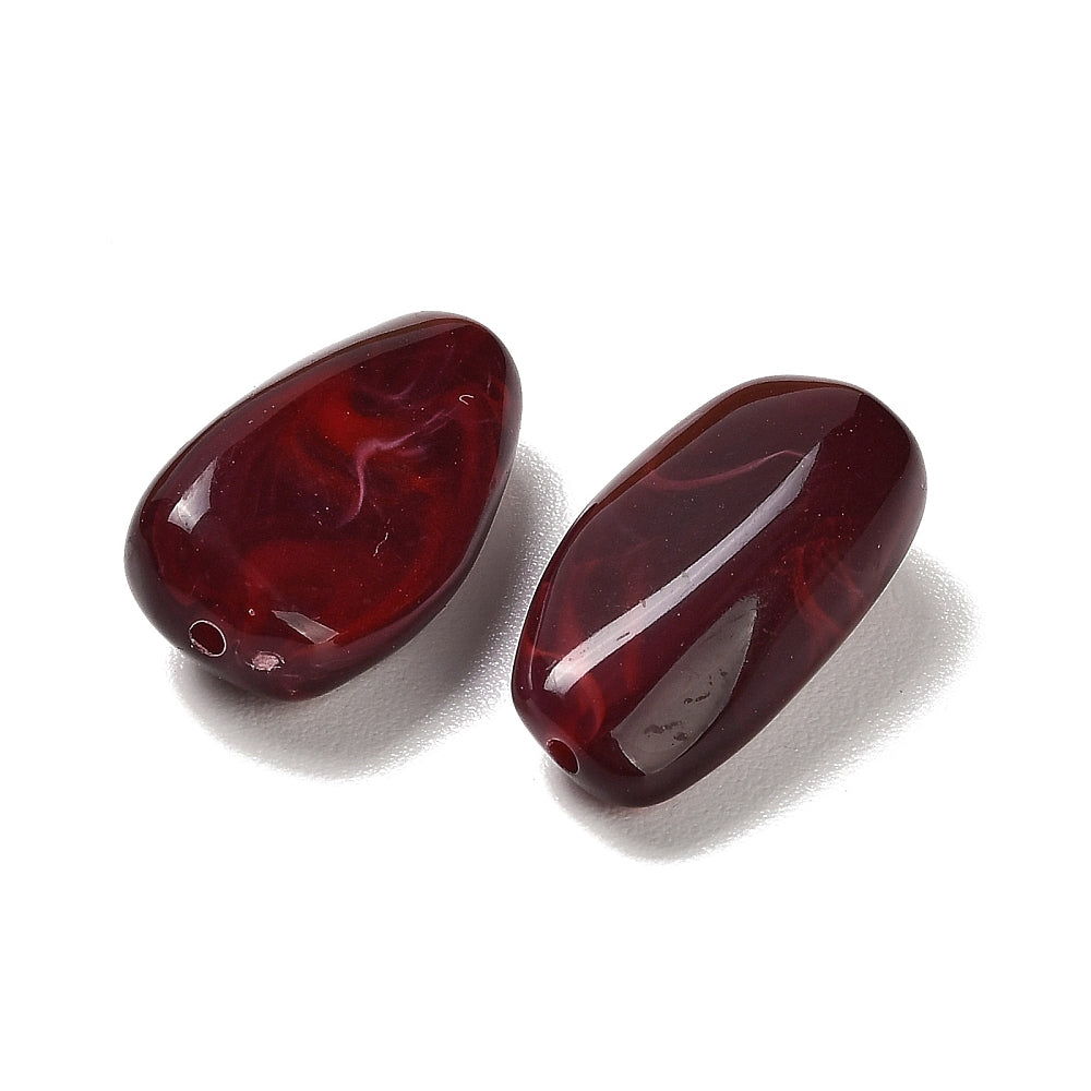 Acryl Kraal Edelsteen Look Nugget Donkerrood 28mm - per stuk-Kralen-Kraaltjes van Renate