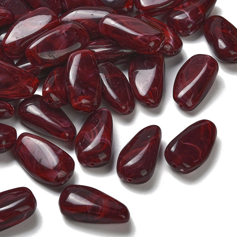 Acryl Kraal Edelsteen Look Nugget Donkerrood 28mm - per stuk-Kralen-Kraaltjes van Renate
