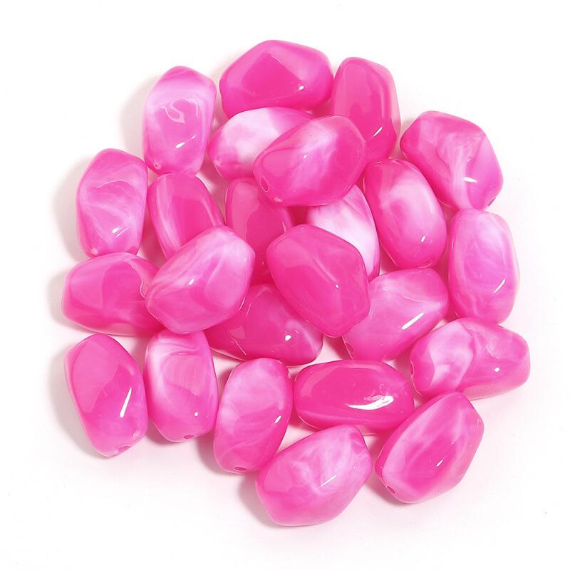 Acryl Kraal Edelsteen Look Nugget Donkerroze 21mm - per stuk-Kralen-Kraaltjes van Renate