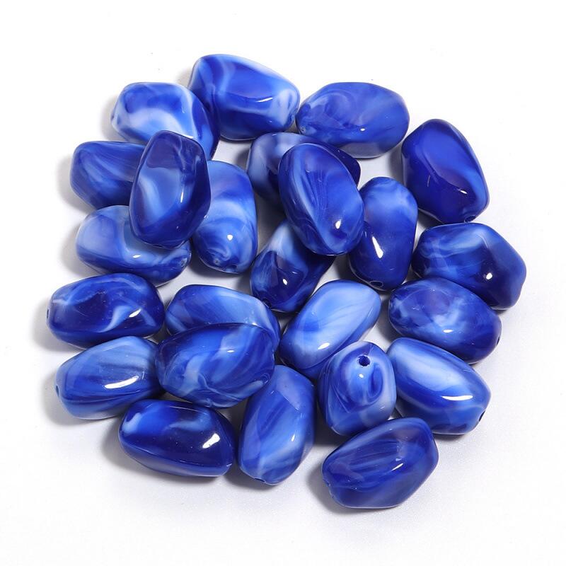 Acryl Kraal Edelsteen Look Nugget Kobaltblauw 21mm - per stuk-Kralen-Kraaltjes van Renate