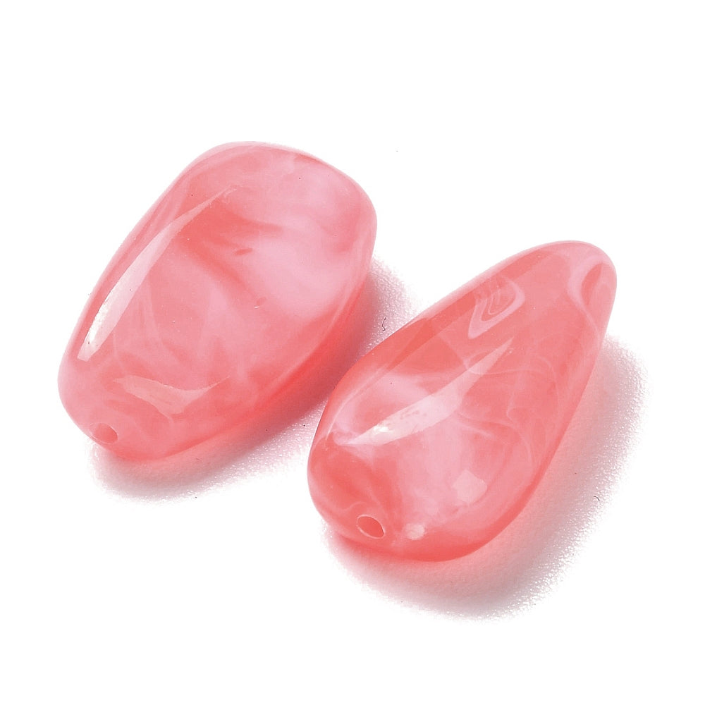 Acryl Kraal Edelsteen Look Nugget Koraalroze 28mm - per stuk-Kralen-Kraaltjes van Renate