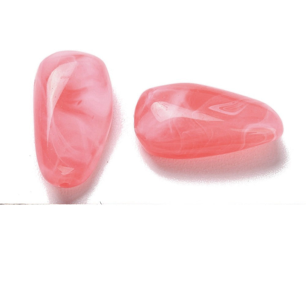 Acryl Kraal Edelsteen Look Nugget Koraalroze 28mm - per stuk-Kralen-Kraaltjes van Renate