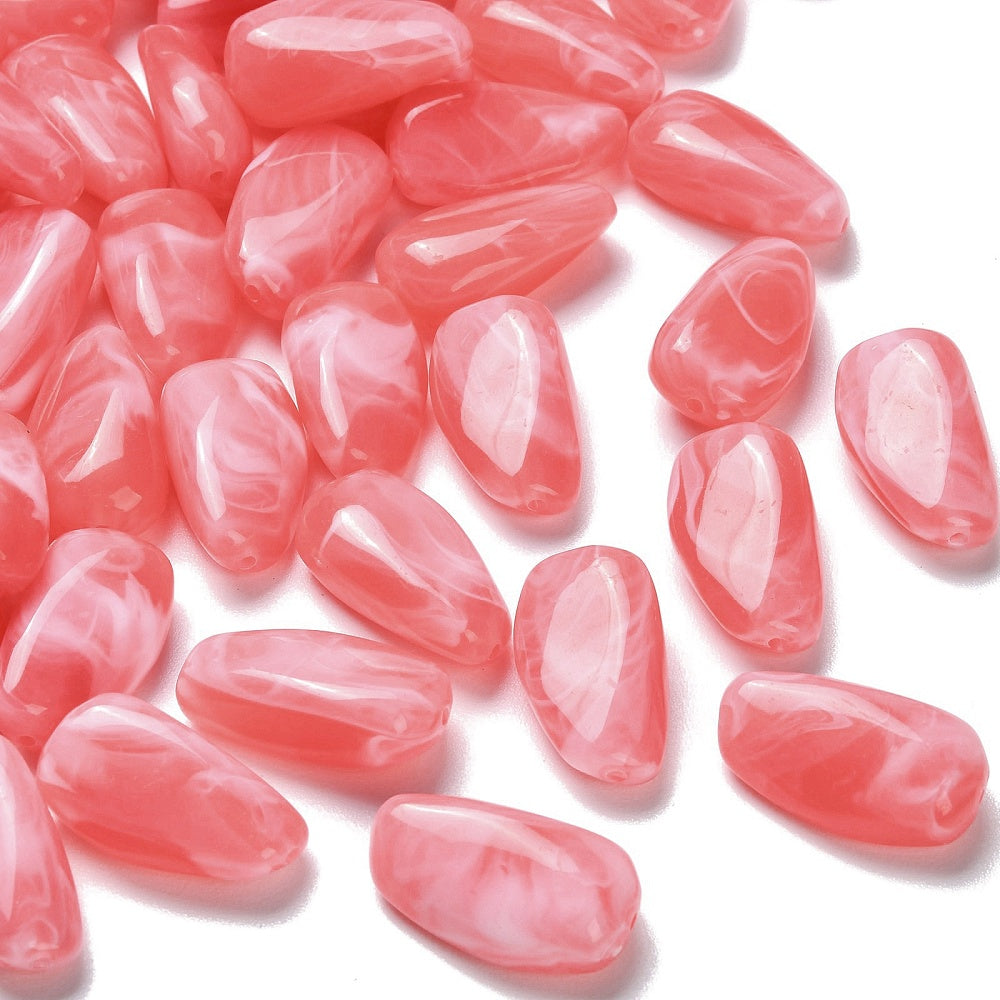 Acryl Kraal Edelsteen Look Nugget Koraalroze 28mm - per stuk-Kralen-Kraaltjes van Renate