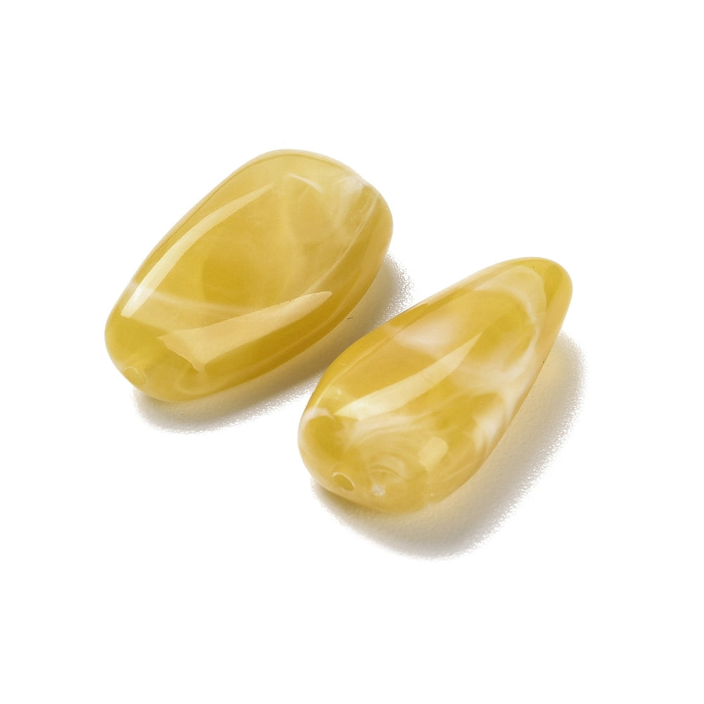 Acryl Kraal Edelsteen Look Nugget Mosterdgeel 28mm - per stuk-Kralen-Kraaltjes van Renate