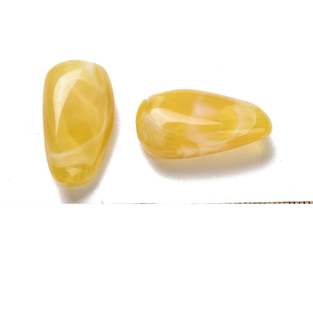 Acryl Kraal Edelsteen Look Nugget Mosterdgeel 28mm - per stuk-Kralen-Kraaltjes van Renate
