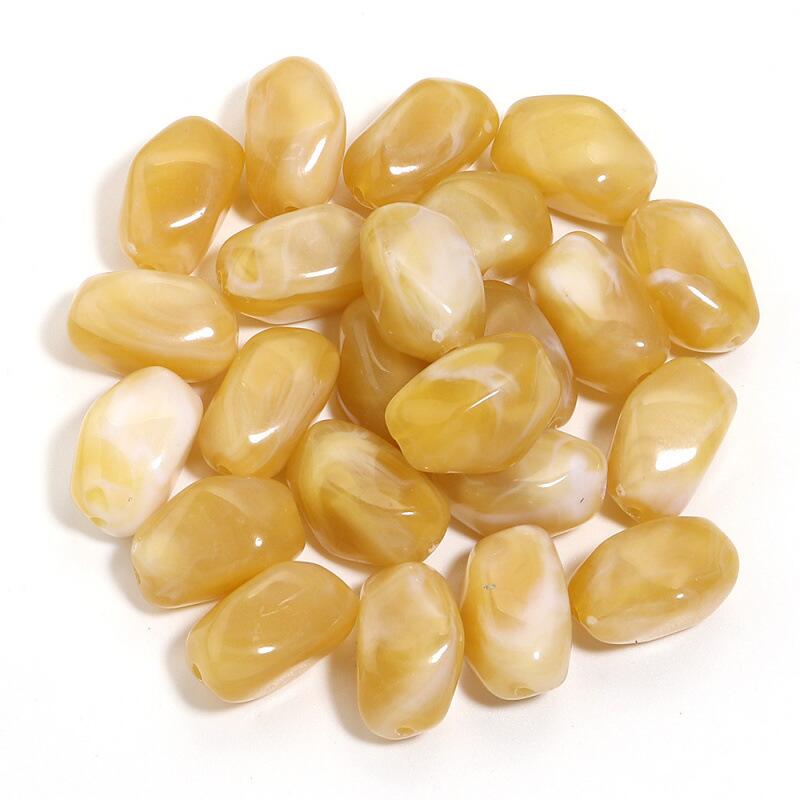 Acryl Kraal Edelsteen Look Nugget Okergeel 21mm - per stuk-Kralen-Kraaltjes van Renate