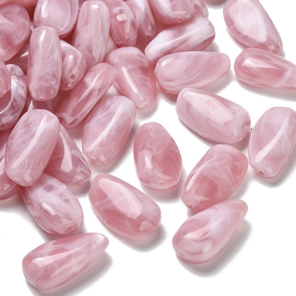 Acryl Kraal Edelsteen Look Nugget Oudroze 28mm - per stuk-Kralen-Kraaltjes van Renate