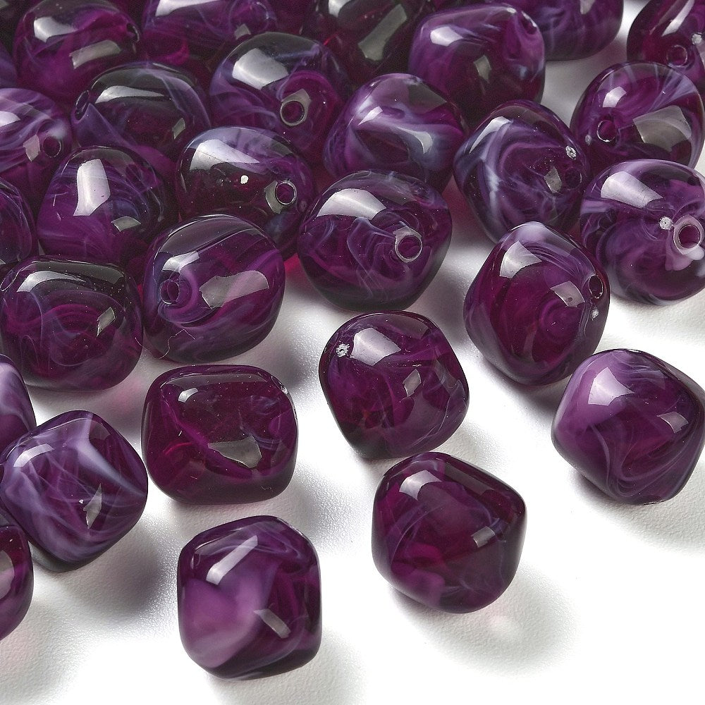 Acryl Kraal Edelsteen Look Nugget Paars 19mm - per stuk-Kralen-Kraaltjes van Renate