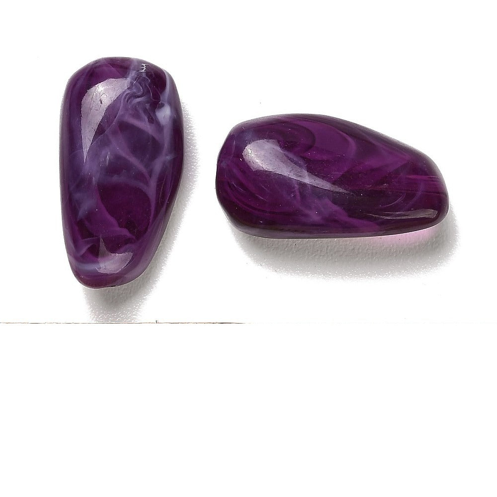 Acryl Kraal Edelsteen Look Nugget Paars 28mm - per stuk-Kralen-Kraaltjes van Renate