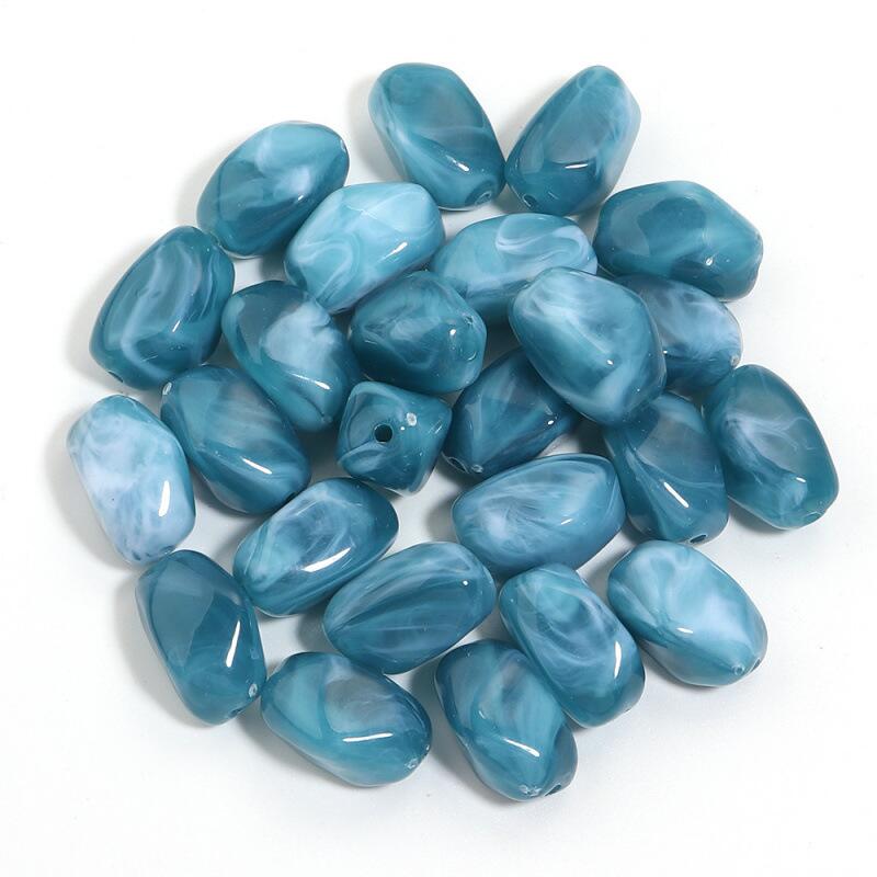 Acryl Kraal Edelsteen Look Nugget Turquoise 21mm - per stuk-Kralen-Kraaltjes van Renate
