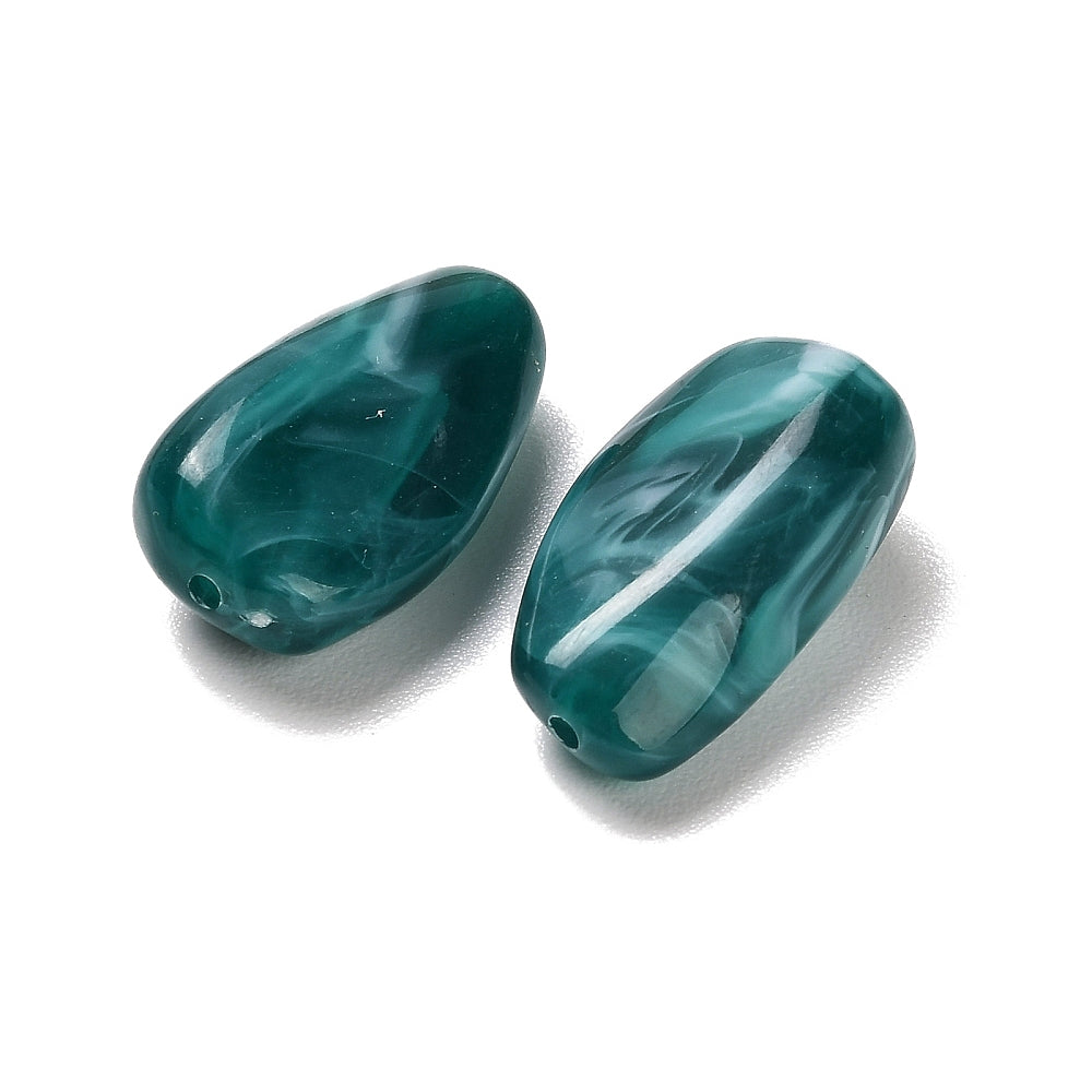 Acryl Kraal Edelsteen Look Nugget Petrol 28mm - per stuk-Kralen-Kraaltjes van Renate