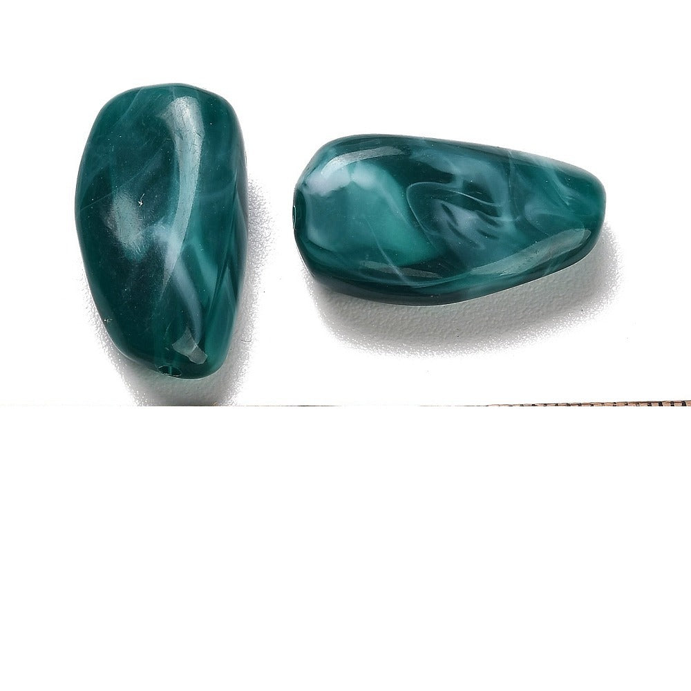 Acryl Kraal Edelsteen Look Nugget Petrol 28mm - per stuk-Kralen-Kraaltjes van Renate