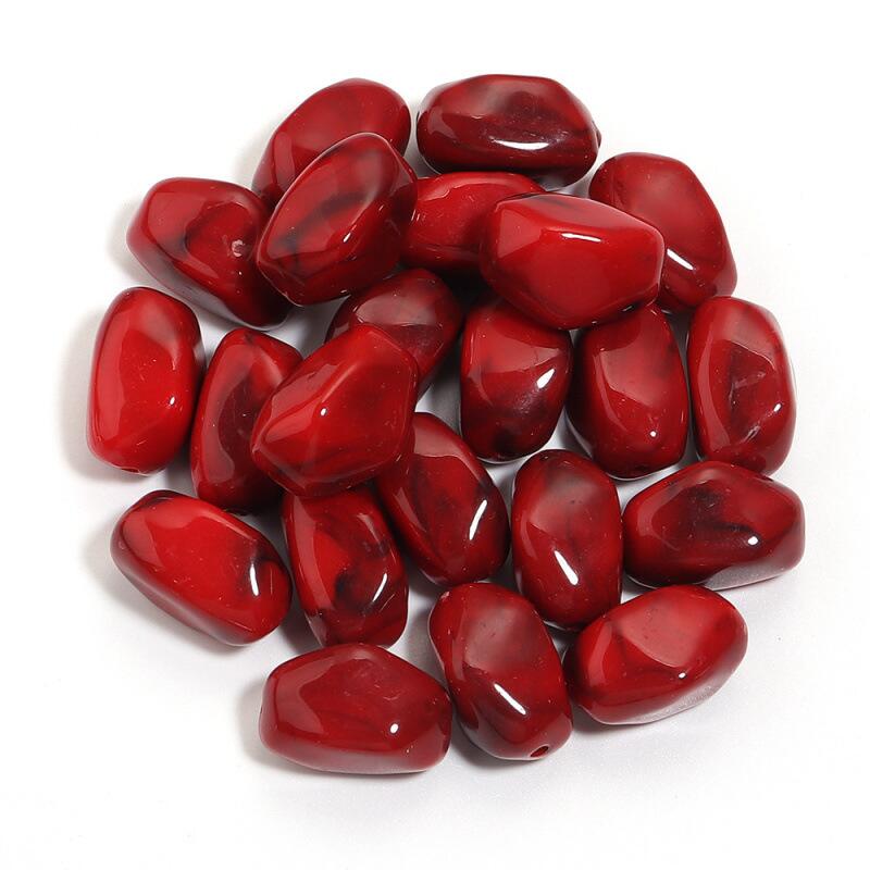 Acryl Kraal Edelsteen Look Nugget Rood 21mm - per stuk-Kralen-Kraaltjes van Renate