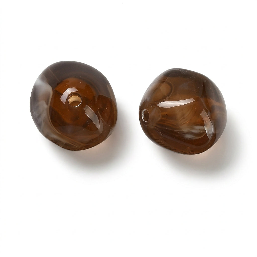 Acryl Kraal Edelsteen Look Nugget Transparant Bruin 19mm - per stuk-Kralen-Kraaltjes van Renate