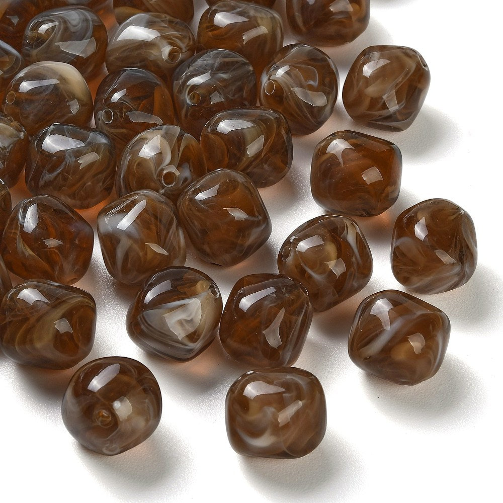 Acryl Kraal Edelsteen Look Nugget Transparant Bruin 19mm - per stuk-Kralen-Kraaltjes van Renate