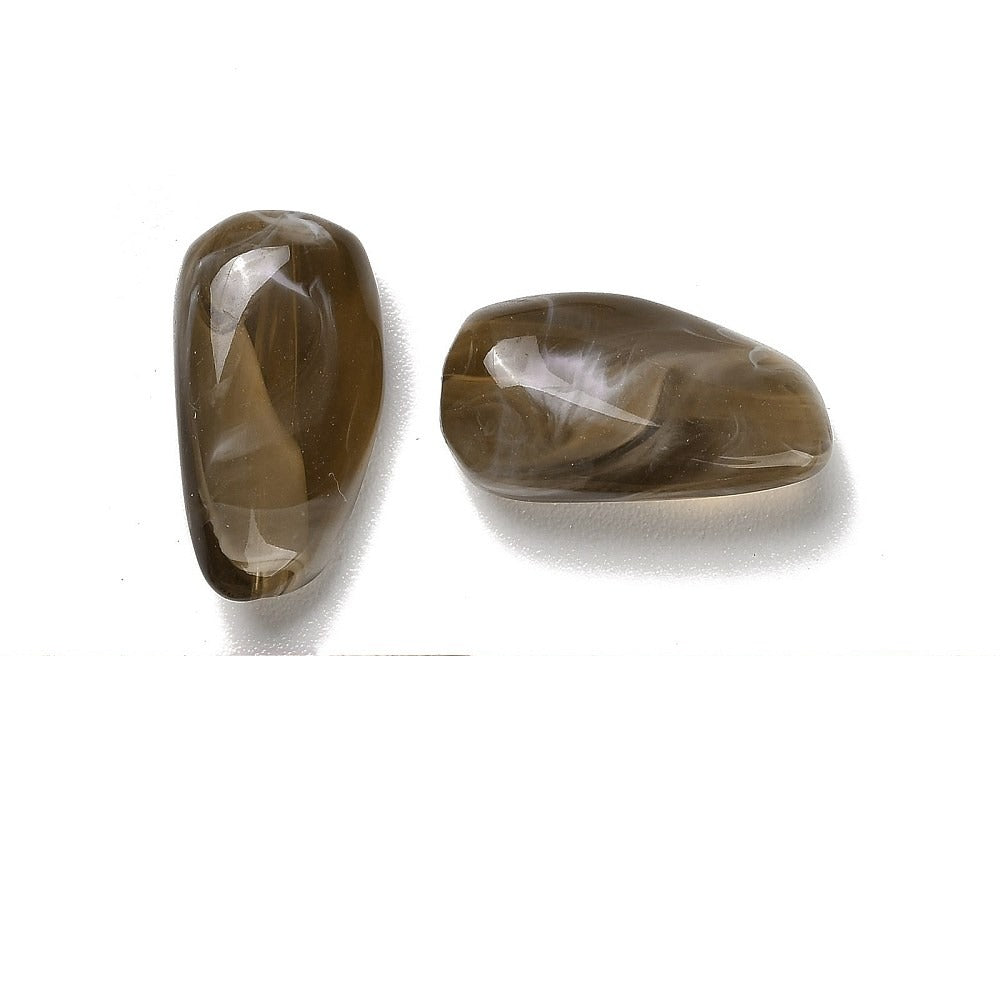 Acryl Kraal Edelsteen Look Nugget Transparant Bruin 28mm - per stuk-Kralen-Kraaltjes van Renate