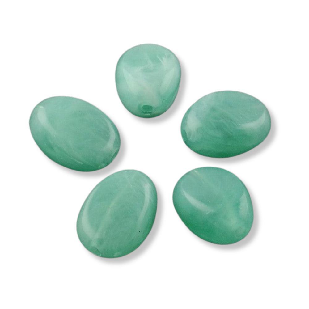 Acryl kraal ovaal marmer mint groen 18mm - per stuk-Kralen-Kraaltjes van Renate