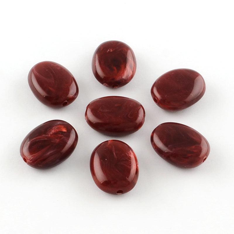 Acryl Kraal Edelsteen Look Ovaal Donkerrood 19mm - per stuk-Kralen-Kraaltjes van Renate