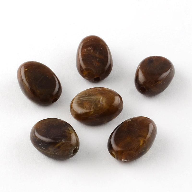 Acryl Kraal Edelsteen Look Ovaal Kokosbruin 18mm - per stuk-Kralen-Kraaltjes van Renate
