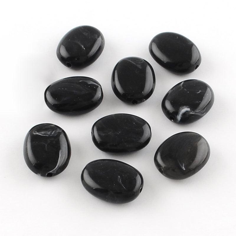 Acryl Kraal Edelsteen Look Ovaal Zwart 19mm - per stuk-Kralen-Kraaltjes van Renate