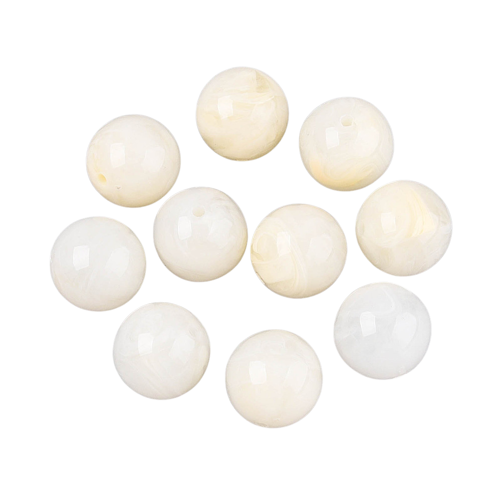 Acryl kraal marmer creme wit/ beige 16mm - per stuk-Kralen-Kraaltjes van Renate