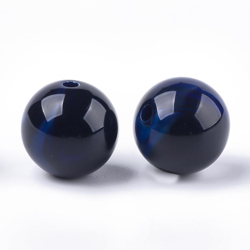Acryl Kraal Edelsteen Look Rond Donkerblauw 19mm - per stuk-Kralen-Kraaltjes van Renate