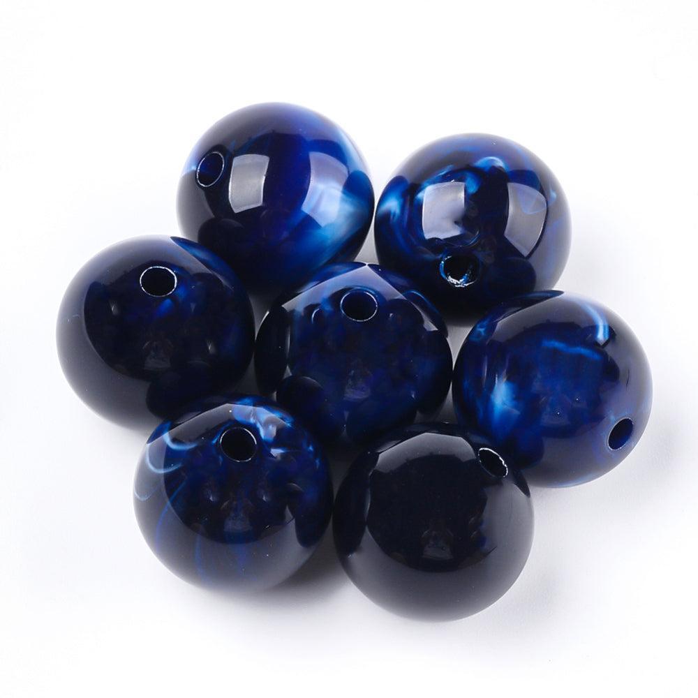 Acryl Kraal Edelsteen Look Rond Donkerblauw 19mm - per stuk-Kralen-Kraaltjes van Renate