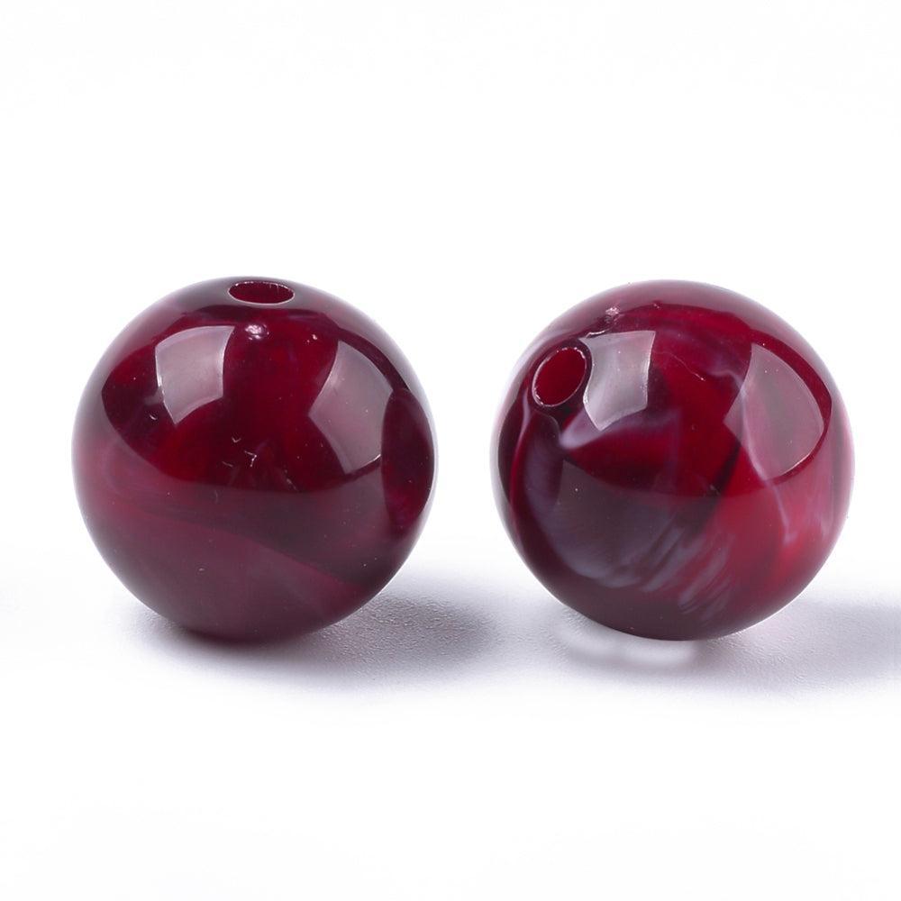 Acryl Kraal Edelsteen Look Rond Donkerrood 19mm - per stuk-Kralen-Kraaltjes van Renate