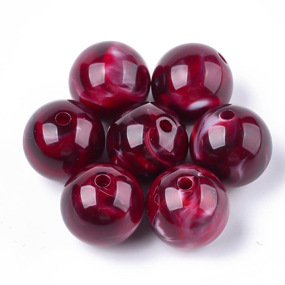 Acryl Kraal Edelsteen Look Rond Donkerrood 19mm - per stuk-Kralen-Kraaltjes van Renate