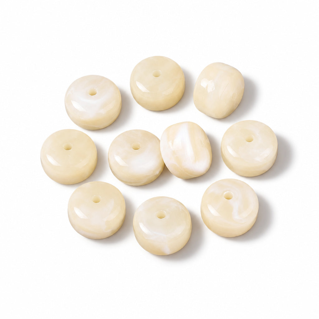 Acryl Kraal Edelsteen Look Rondel Crème 14x9mm - per stuk-Kralen-Kraaltjes van Renate