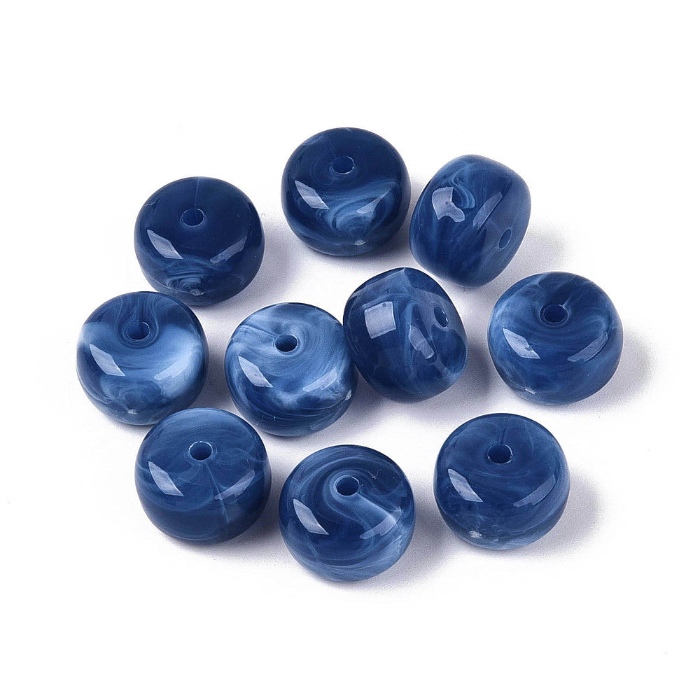 Acryl Kraal Edelsteen Look Rondel Donkerblauw 14x9mm - per stuk-Kralen-Kraaltjes van Renate
