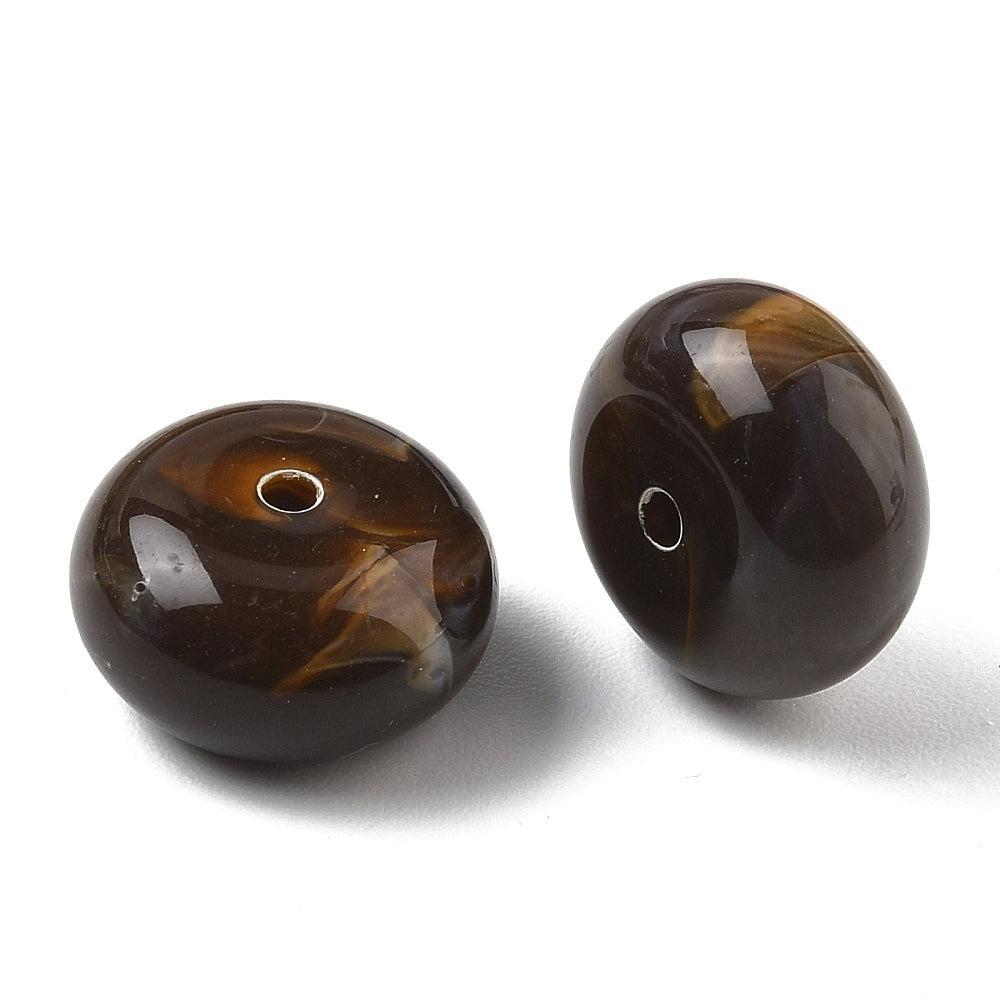Acryl Kraal Edelsteen Look Rondel Donkerbruin 20x11mm - per stuk-Kralen-Kraaltjes van Renate