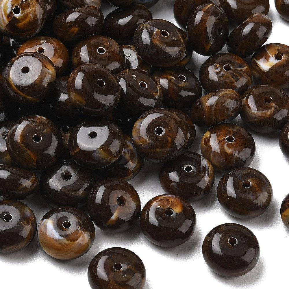 Acryl Kraal Edelsteen Look Rondel Donkerbruin 20x11mm - per stuk-Kralen-Kraaltjes van Renate