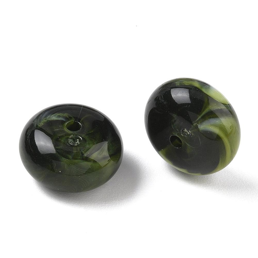 Acryl Kraal Edelsteen Look Rondel Donkergroen 20x11mm - per stuk-Kralen-Kraaltjes van Renate