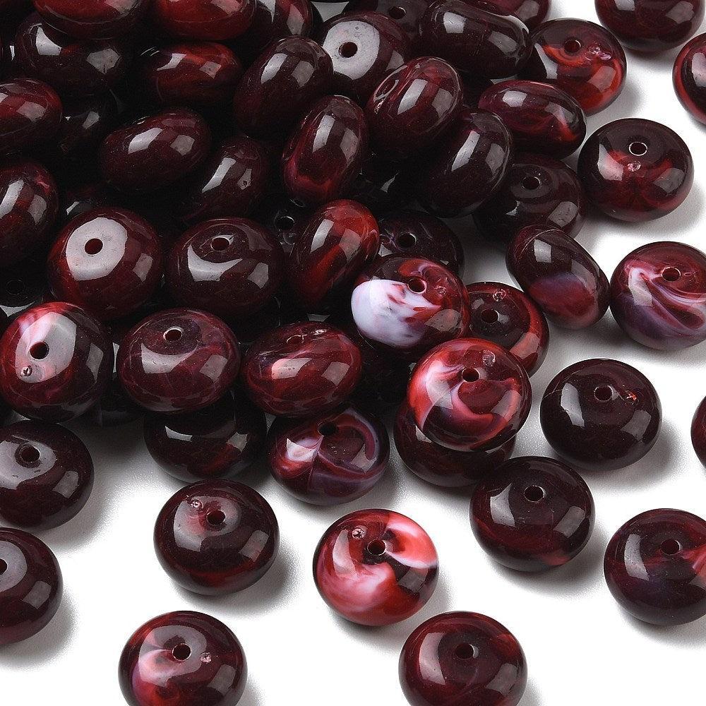 Acryl Kraal Edelsteen Look Rondel Donkerrood 20x11mm - per stuk-Kralen-Kraaltjes van Renate